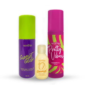 Kit Perfume Capilar Sunset Glow + Mini Crema Coconut + Body Splash